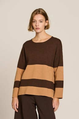 Jersey bicolor marrón y camel Escorpion mujer