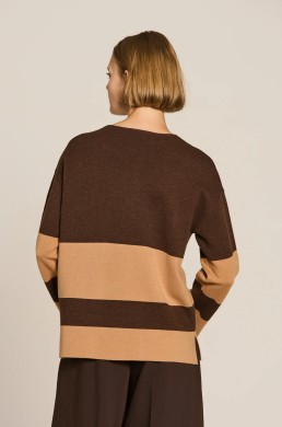 Jersey marrón y camel Escorpion mujer vista trasera
