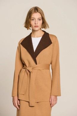 Chaqueta camel doble faz con cinturón Escorpion mujer