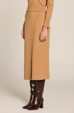 Falda midi camel de punto Milano Escorpion mujer