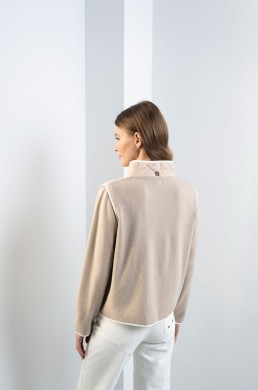 Chaqueta combinada beige Hongo mujer vista trasera