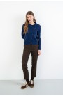 Pantalón tobillero de cuadros marrón y azul Hongo mujer