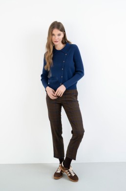 Pantalón de cuadros marrón y azul Hongo look mujer