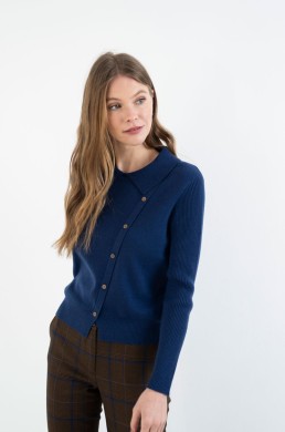 Jersey azul Hongo con botones diagonales mujer
