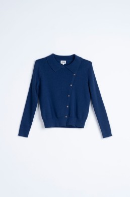 Jersey de punto azul Hongo mujer vista frontal