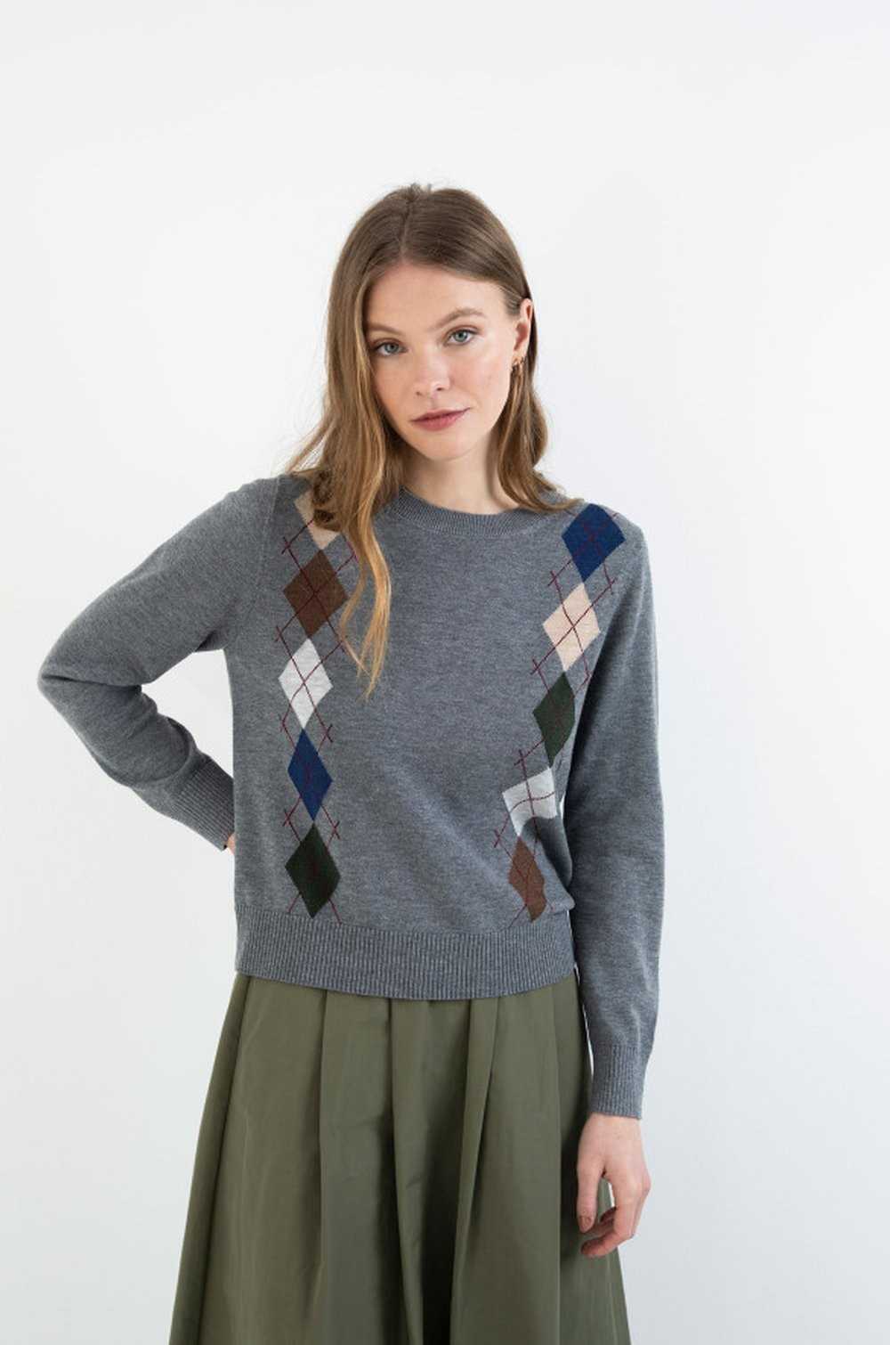 Jersey gris de rombos multicolor Hongo mujer