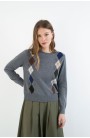 Jersey gris de rombos multicolor Hongo mujer