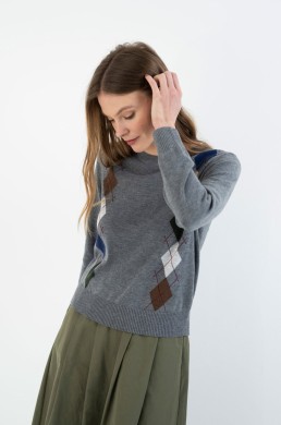 Jersey de punto fino con rombos Hongo look mujer