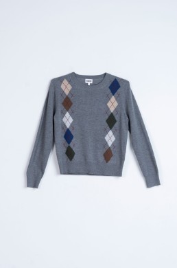 Jersey gris de rombos Hongo mujer vista frontal