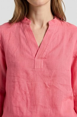 Valecuatro blusa de lino coral detalle escote