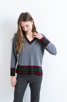 Jersey de punto gris Hongo mujer vista frontal