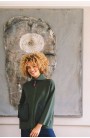 Chaqueta de punto verde con bolsillos acolchados Hongo mujer