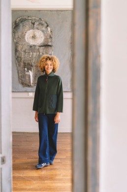 Chaqueta de punto verde Hongo mujer look completo