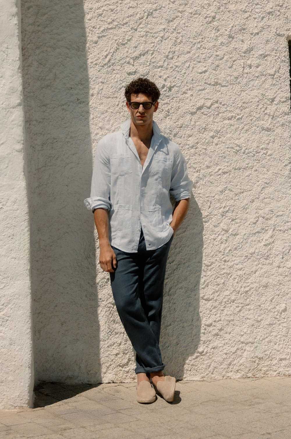 Silbon pantalón chino lino azul índigo