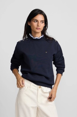 Sudadera azul marino cuello volante Silbon mujer