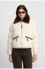 Parka acolchada crudo con cuello de pelo Silbon mujer