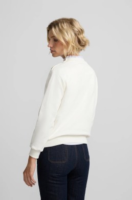 Sudadera cruda cuello volante Silbon mujer vista trasera