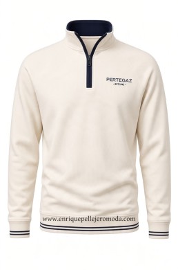 Sudadera cruda Pertegaz con media cremallera