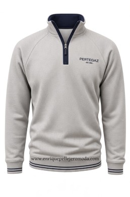 Sudadera gris vigoré Pertegaz con media cremallera