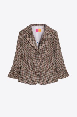 Chaqueta Vilagallo multicolor detalle de solapas y cierre frontal