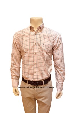 Look camisa cuadros teja Pertegaz