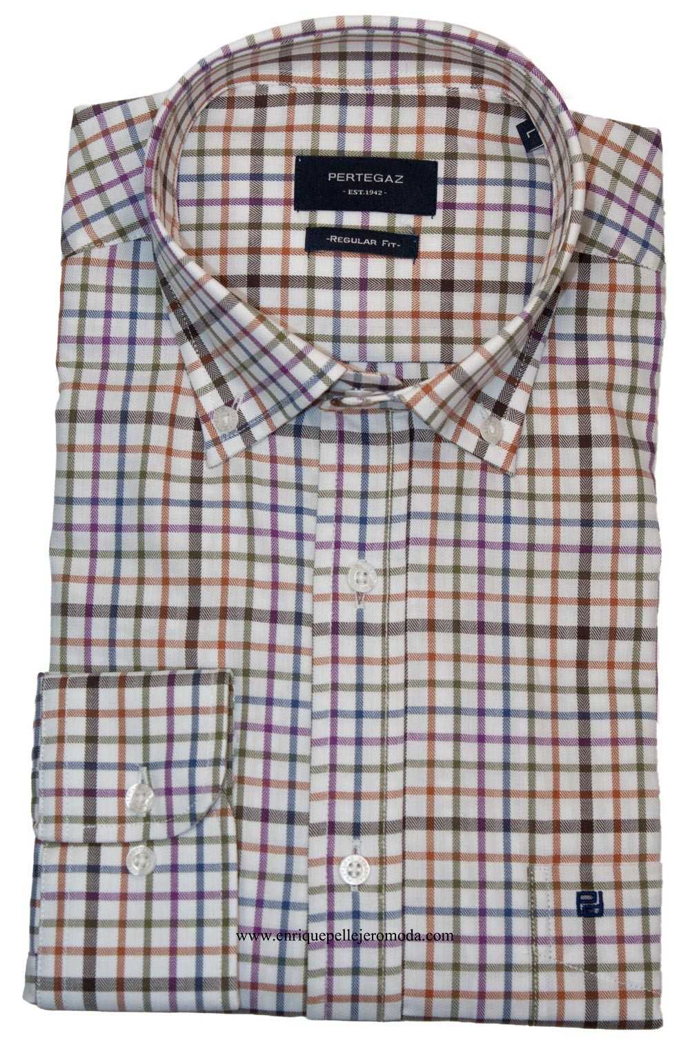 Pertegaz camisa cuadros multicolor Regular Fit