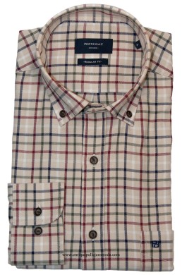 Pertegaz camisa de cuadros multicolor: blanco, azul marino, verde y granate