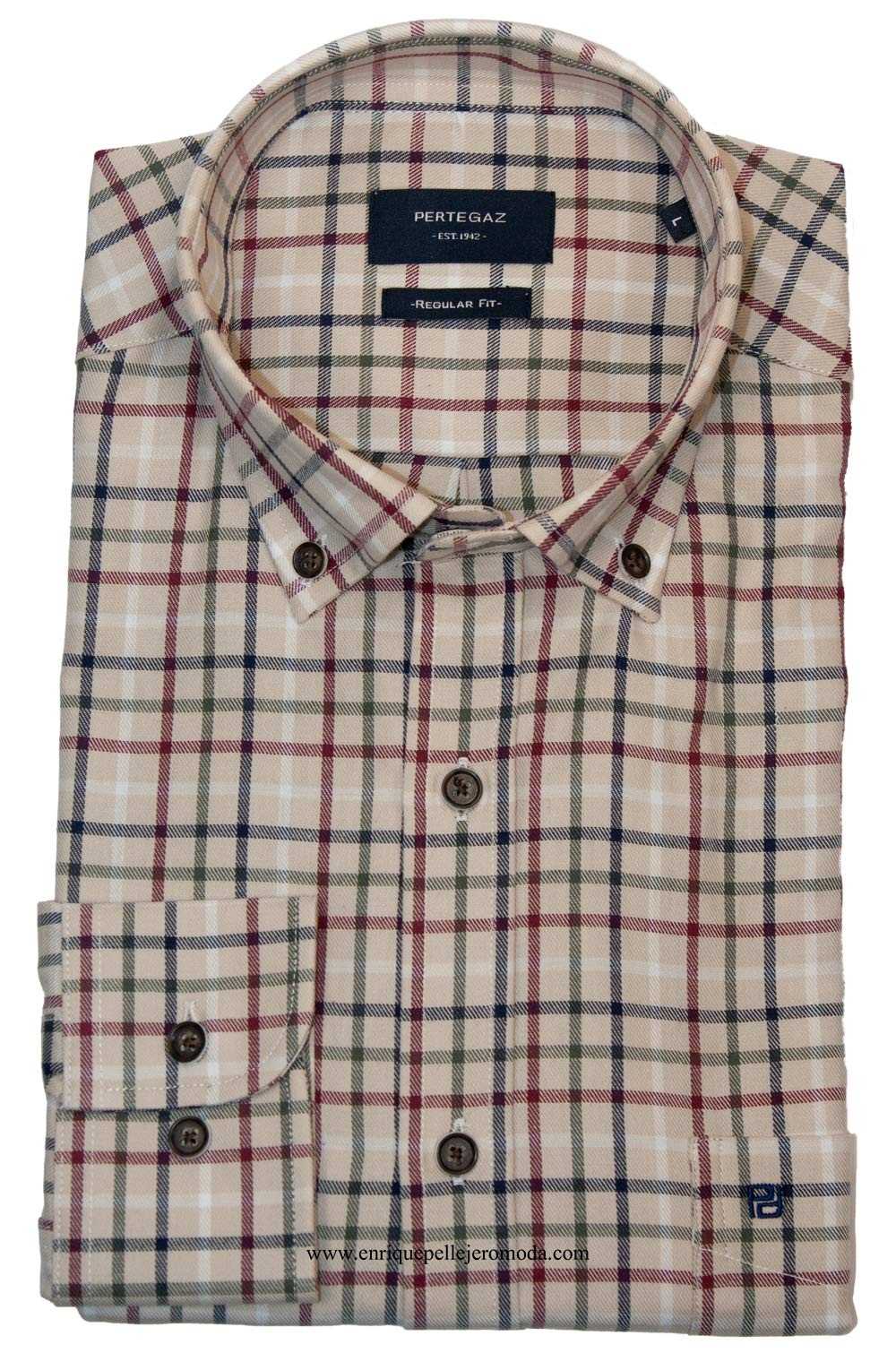 Pertegaz camisa de cuadros multicolor: blanco, azul marino, verde y granate