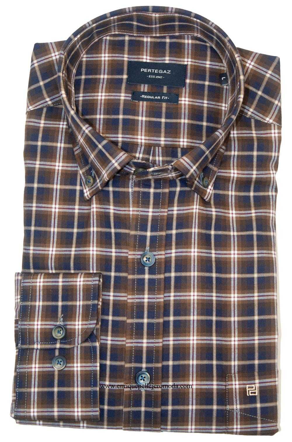 Pertegaz camisa de cuadros bicolor: marrón y azul marino
