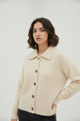 Chaqueta de pelo crudo WNT con cuello camisero