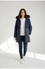 Parka azul marino WNT con guateado y capucha con pelo desmontable