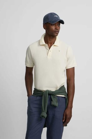 Silbon men´s classic plain cream polo shirt