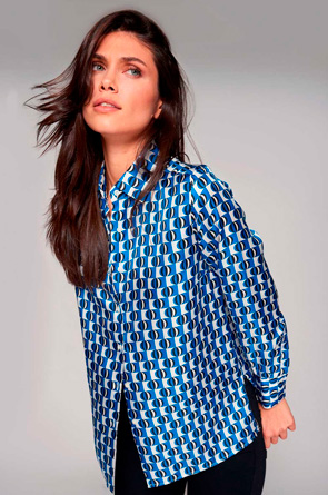 Vilagallo camisa azul geometria seda